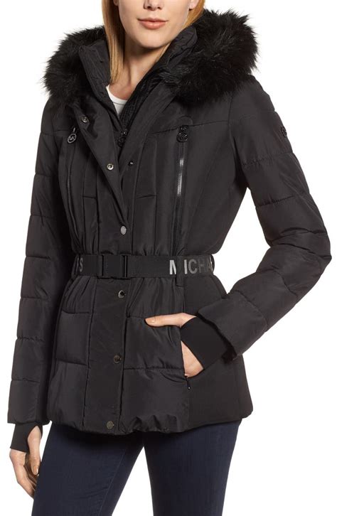 michael kors belted down puffer coat|Michael Kors lightweight down jacket.